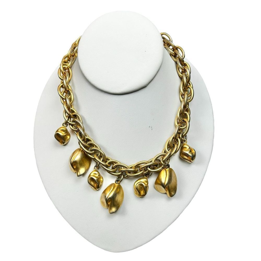 Vtg Kenneth Jay Lane Graduated Gold Chucky Neckla… - image 1